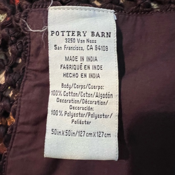 *RARE*Pottery Barn•Embroidered Fringed Tablecloth - Picture 7 of 8